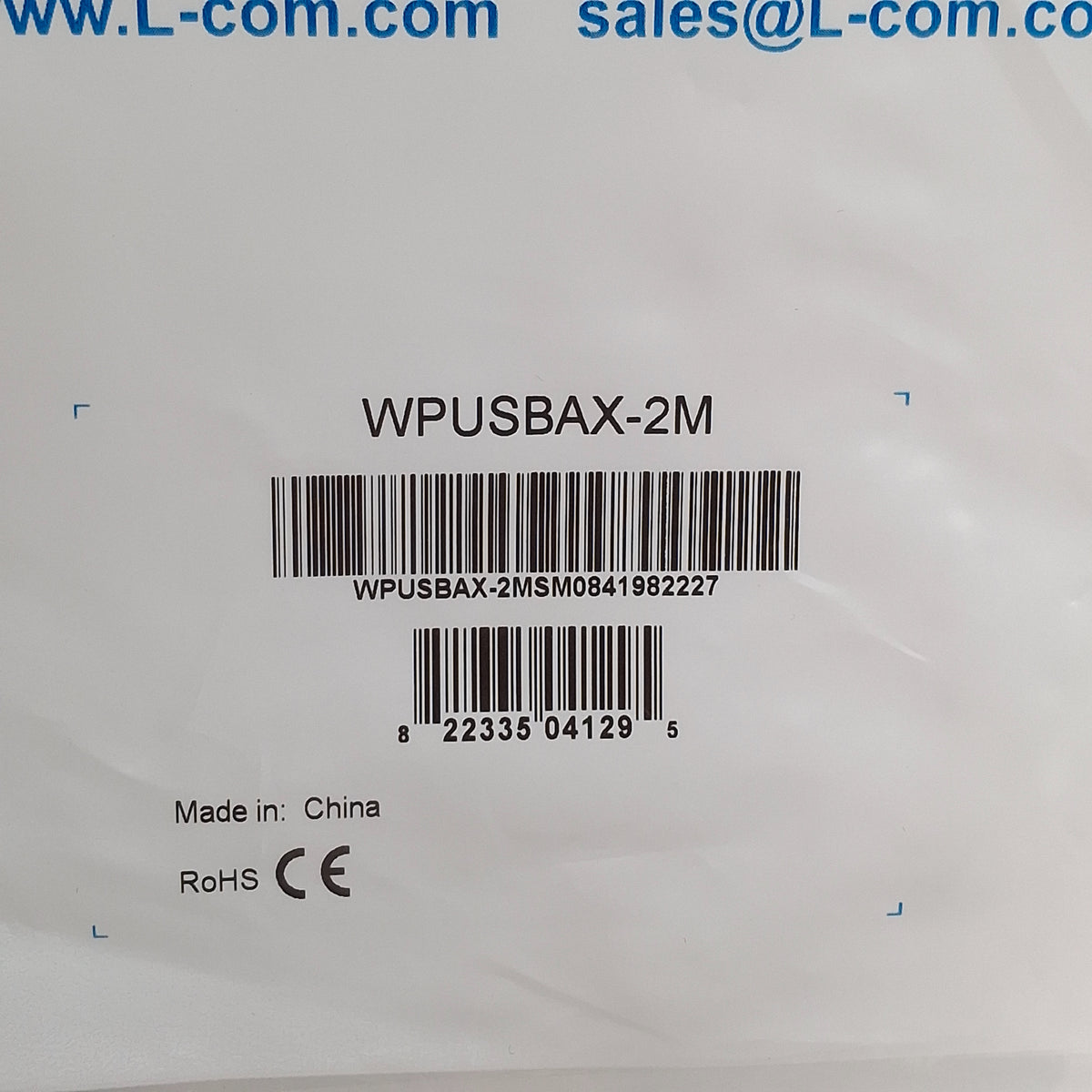 New L-Com WPUSBAX-2M Waterproof USB Panel Connector, Male - Female, USB-A
