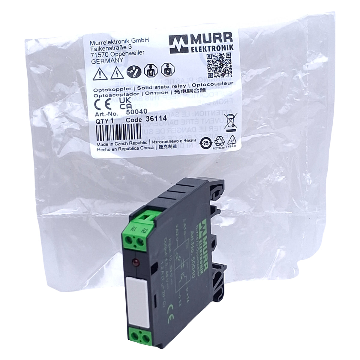 New Murr Elektronik 50040 AMMS 10-44/1 Opto-Coupler Module 10-53VDC In, 53VDC Out