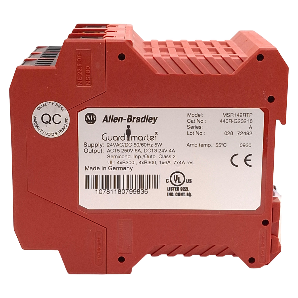 Used Allen Bradley 440R-G23216 MSR142TP Guardmaster Safety Relay, 7NO+4NC, 24VAC/DC