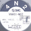 Used SMC VH401-N02 Side Ported Hand Valve3-Position, 1.0MPa, 1/4 NPT Ports *No Lever*