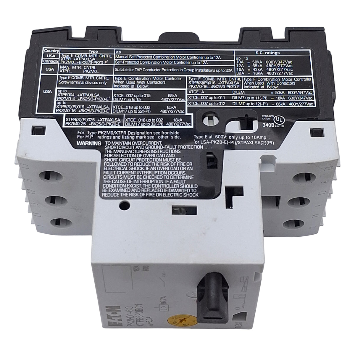 New – Open box Eaton PKZM01-6,3 Motor-Protective Circuit Breaker 3-Pole, 4-6.3A Range, 400VAC