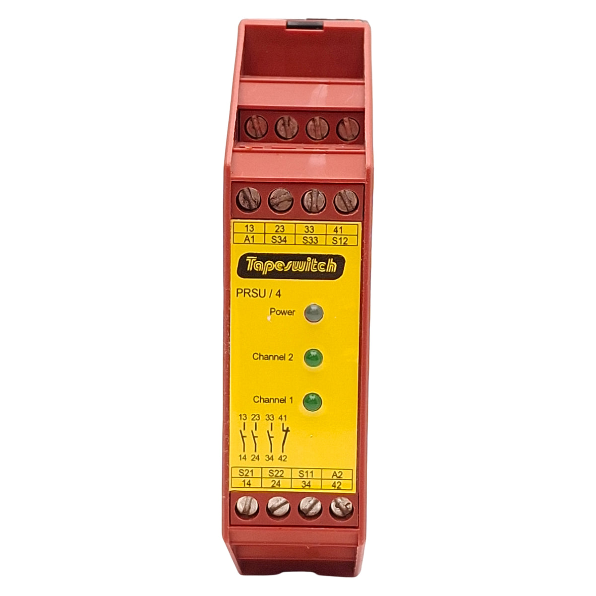 Used Tapeswitch PRSU/4 Safety Controller Module 3NO Safety+1NC Aux, 24VAC/DC Coil