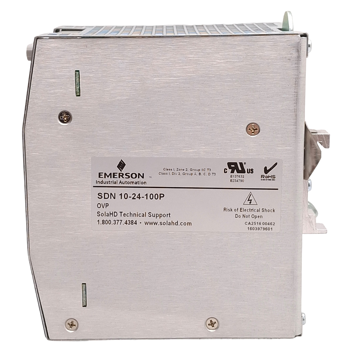 Used Emerson SDN 10-24-100P SolaHD Power Supply, 240W 24VDC 10A Out, 115/230VAC Input