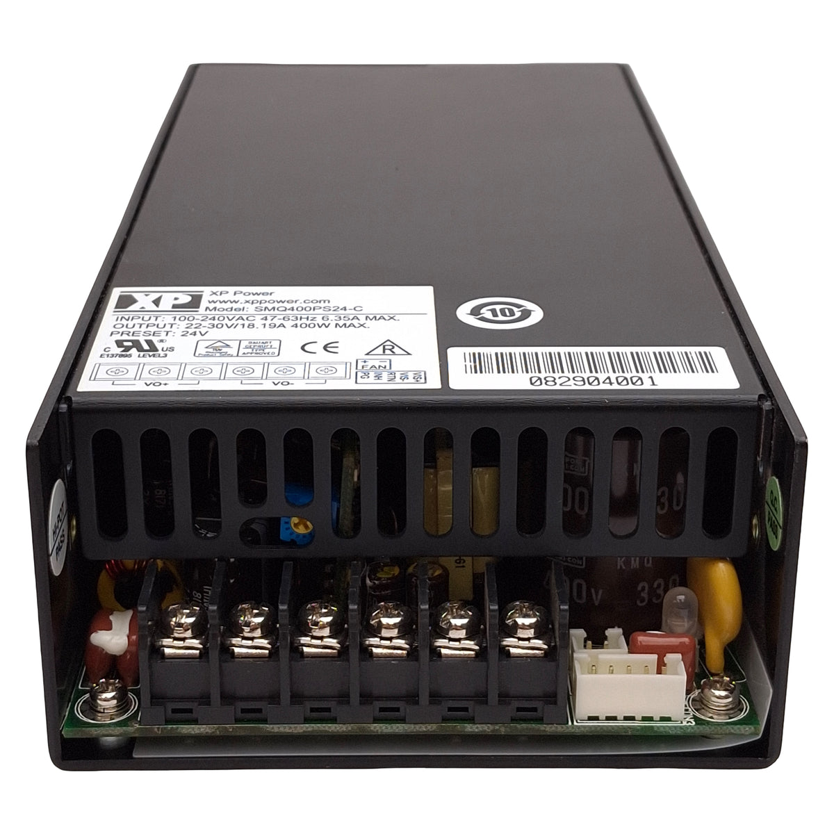 Used XP Power SMQ400PS24-C Power Supply, 400W, 22-30VDC Output, 100-240VAC Input