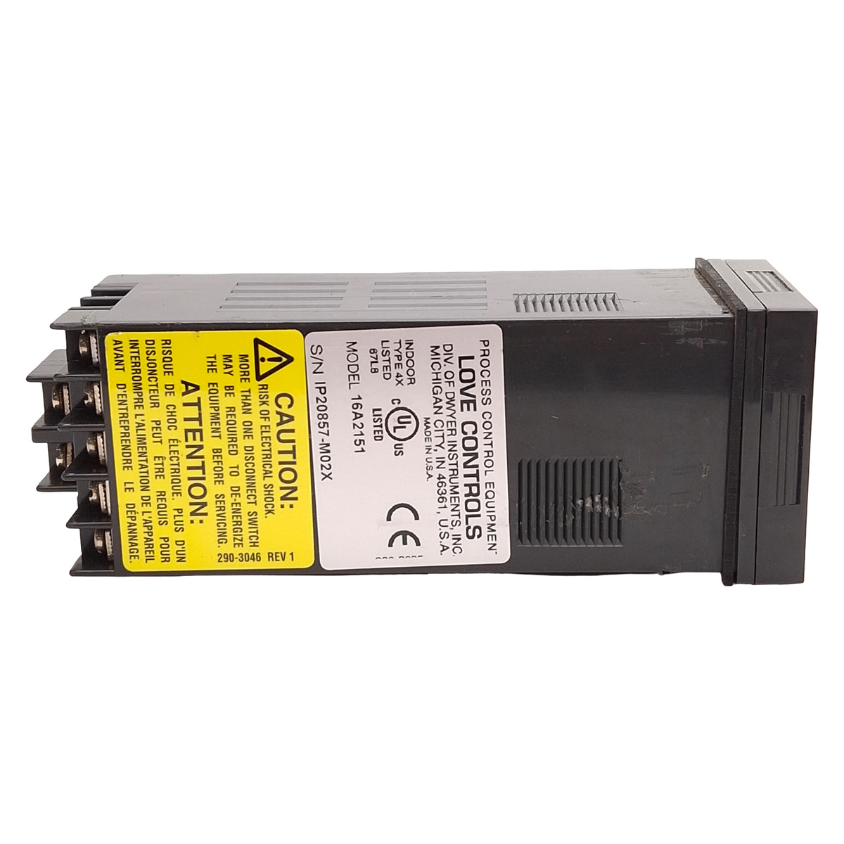 Used Love Controls 16A2151 Universal Process Controller, 0-20mA & SSR Output, 1/16DIN