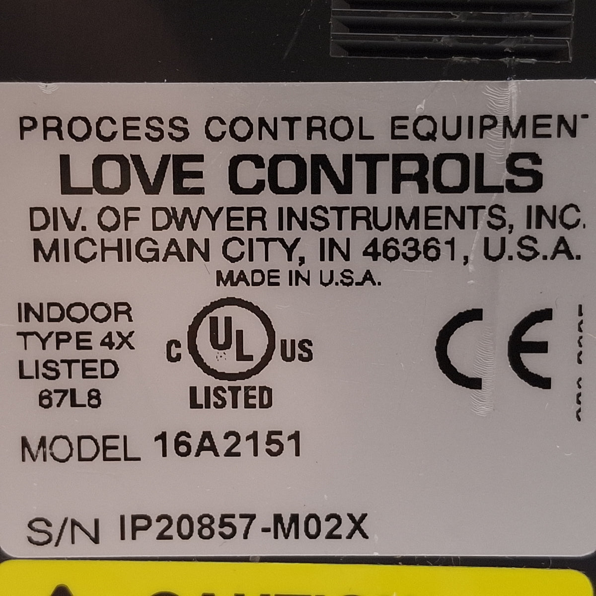 Used Love Controls 16A2151 Universal Process Controller, 0-20mA & SSR Output, 1/16DIN