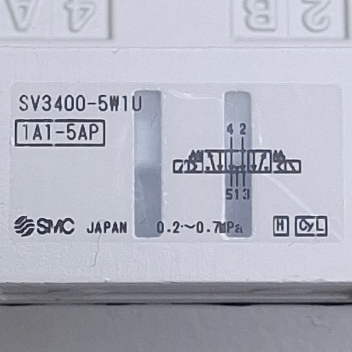 Used SMC SV3400-5W1U Solenoid Valve, 0.2-0.7MPa, Rc3/8 Port Subplate, 24VDC Coil