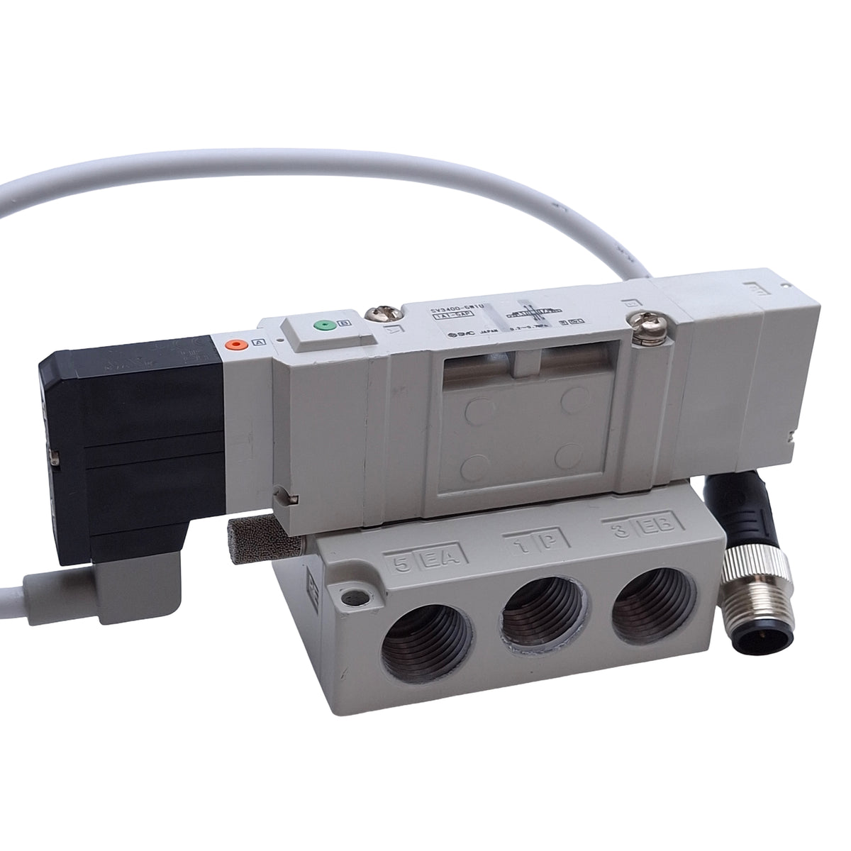Used SMC SV3400-5W1U Solenoid Valve, 0.2-0.7MPa, Rc3/8 Port Subplate, 24VDC Coil