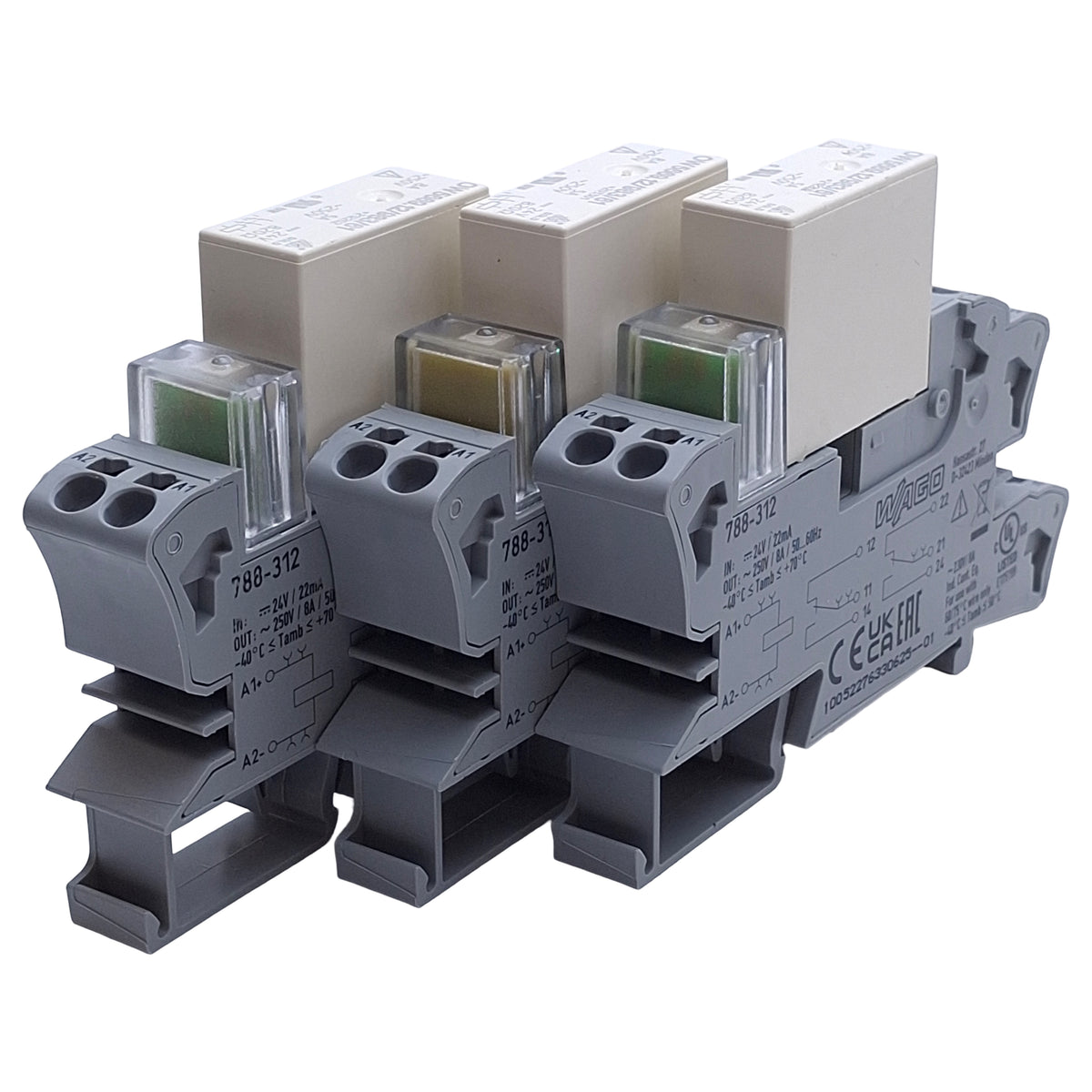 New – Open box Lot of 3 DOLD OW5669.12 & Relay & Socket, 250VAC 5A Contact, 2CO, 24VDC Coil