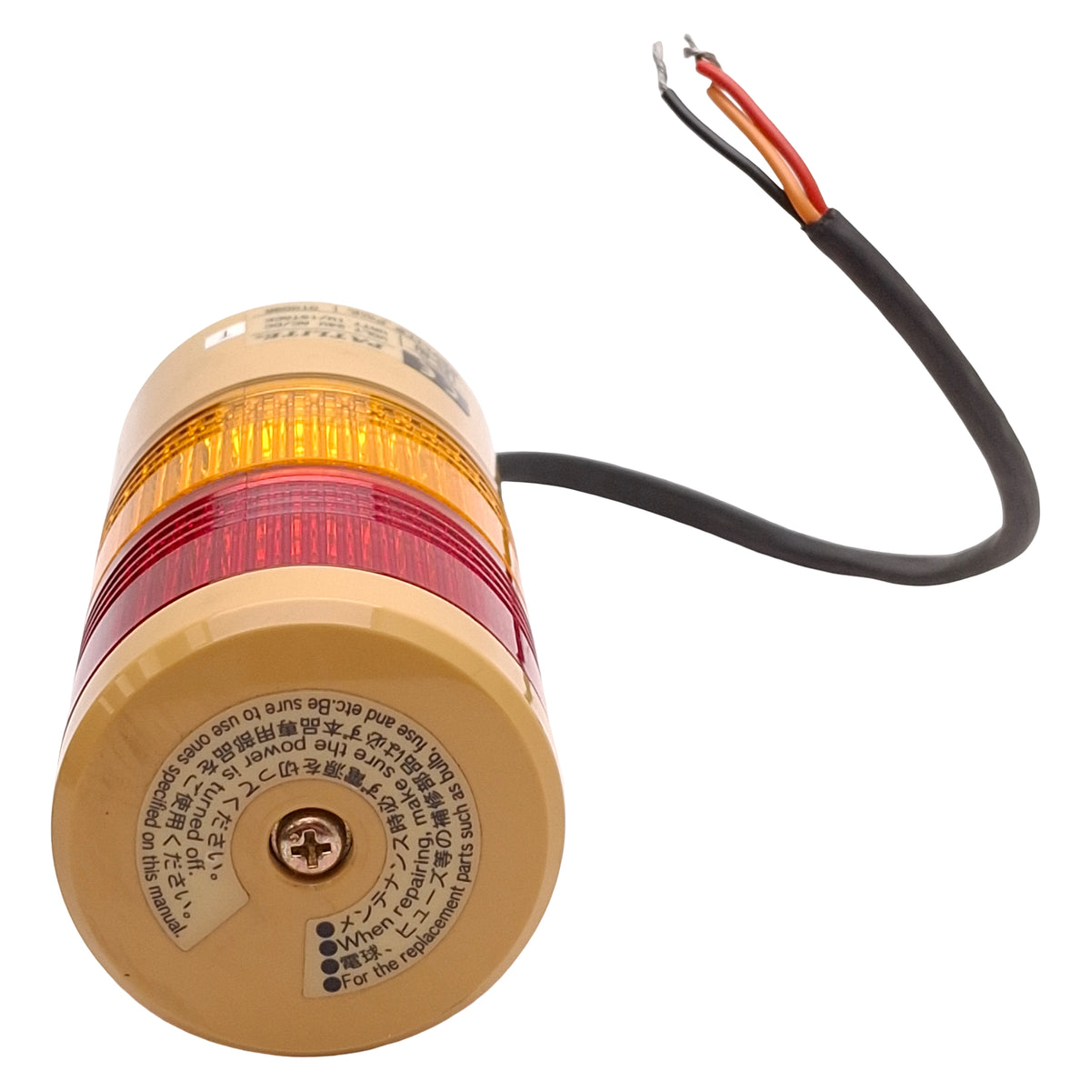 Used Patlite LES-202AW-RY LED Signal Tower, 2-Tier, Red/Amber, Direct Mount, 24VAC/DC
