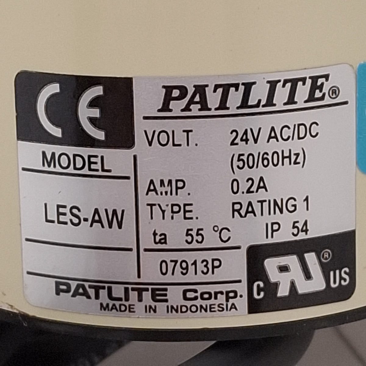 Used Patlite LES-302AW-RYC LED Signal Tower, 3-Tier, Red/Amber/Clear, 24VAC/DC