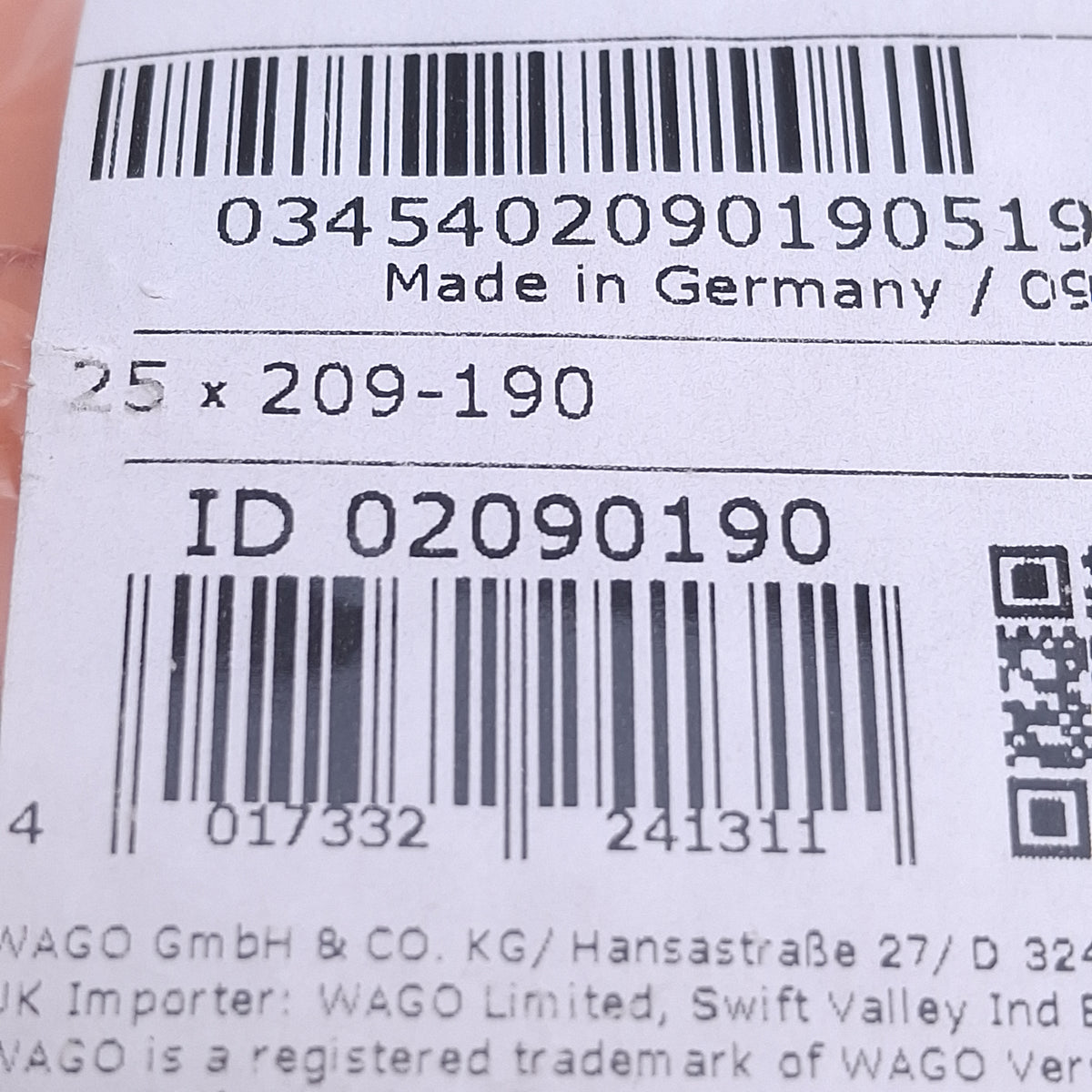 New Lot of 25 WAGO 209-190 Orange Separator For Ex e/Ex i Applications, DIN Rail