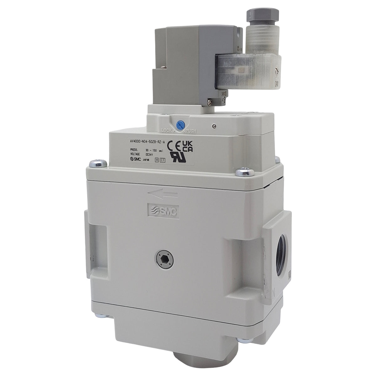 New SMC AV4000-N04-5DZB-RZ-A Soft Start Valve, 1/2in NPT, 30-150psi, 24VDC Coil