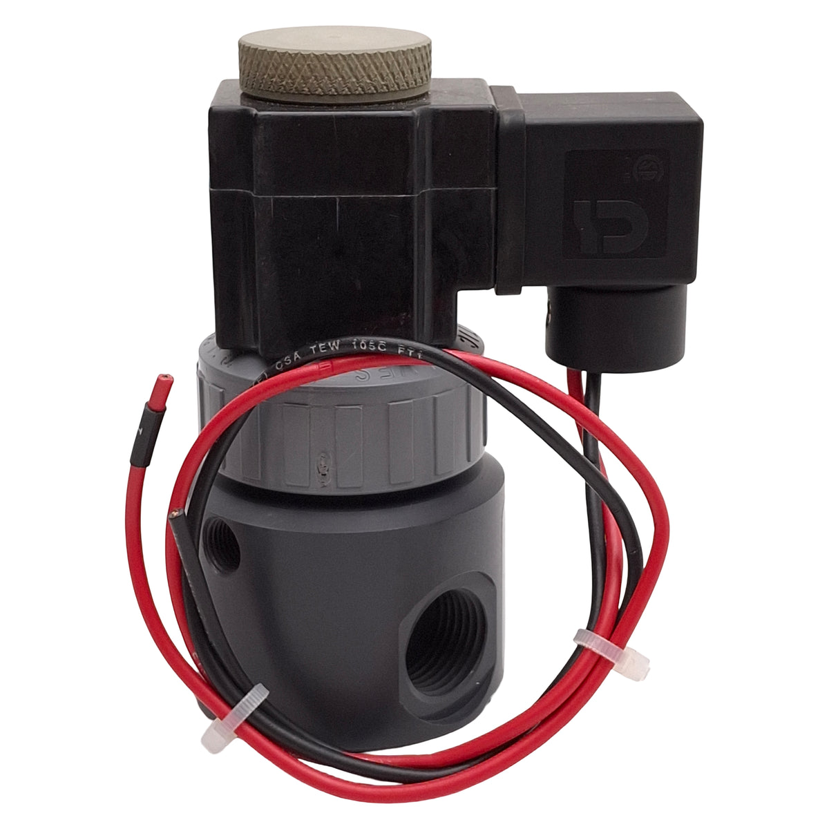 Used Plast-O-Matic EAST4EP6W11-024DC-PV Solenoid Valve, 2-Position, 140psi, 1/2in NPT