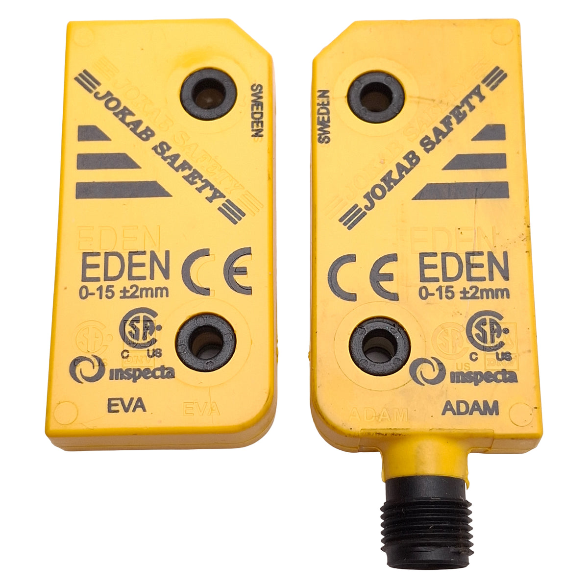 Used Jokab Safety EDEN Inspecta Non-Contact Safety Sensor ADAM & EVA 0-15mm M12 5-Pin