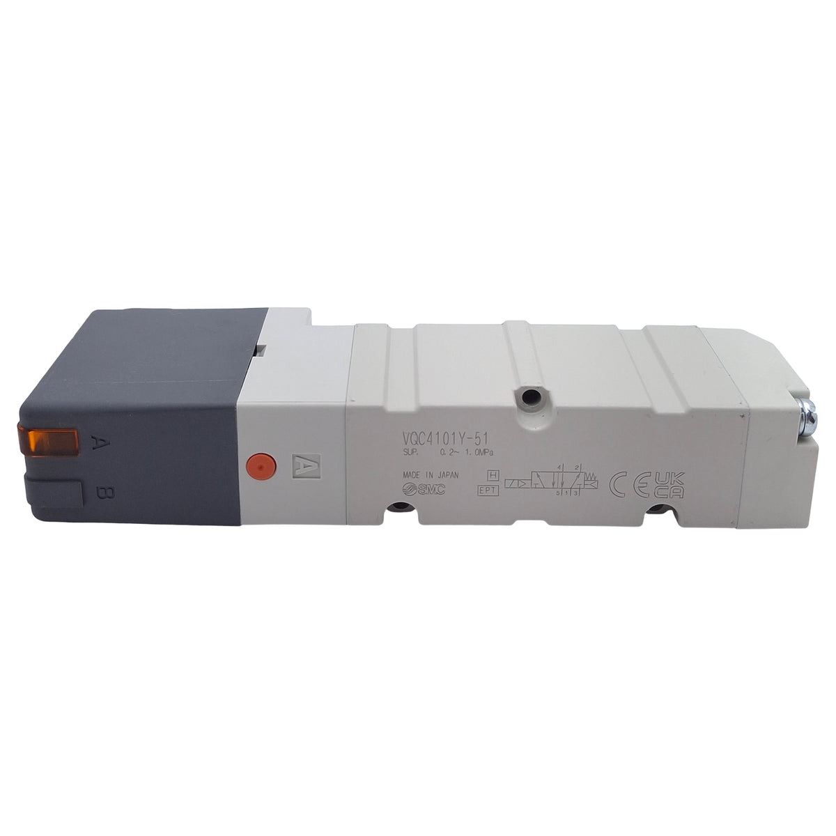 New – Open box SMC VQC4101Y-51 Base-Mount Solenoid Valve, 5/2-Way, 0.2-1.0MPa, 24VDC Coil