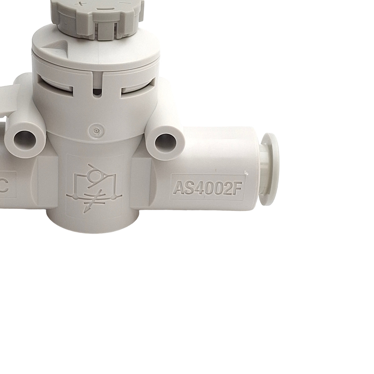 New – Open box Lot of 2 SMC AS4002D-10 Inline Flow Control Fitting, 1.0MPa, 10mm OD Tube