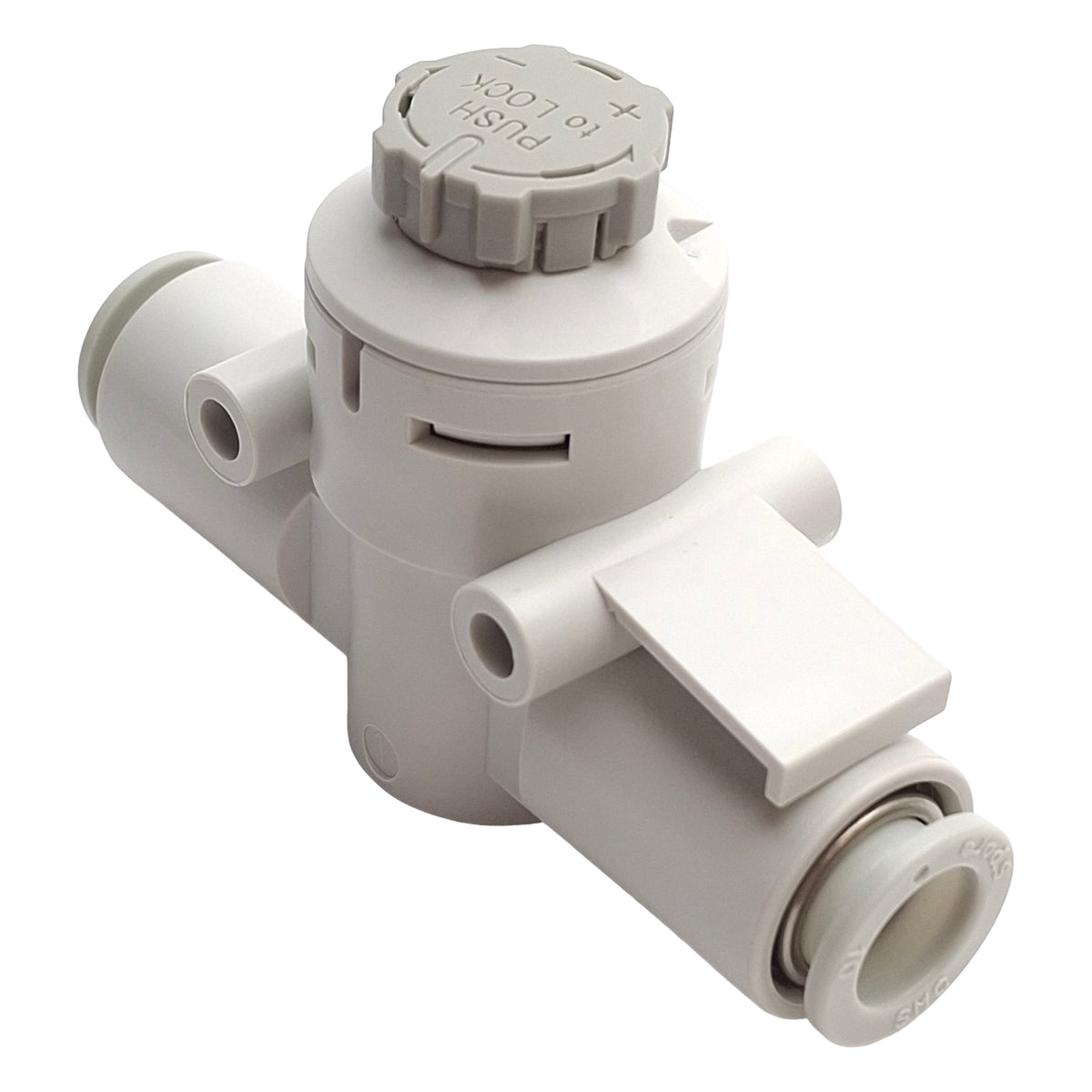 New – Open box Lot of 2 SMC AS4002D-10 Inline Flow Control Fitting, 1.0MPa, 10mm OD Tube
