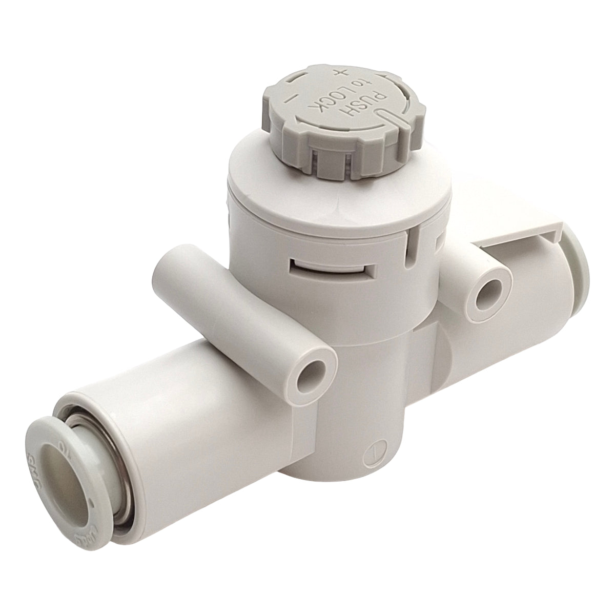 New – Open box Lot of 2 SMC AS4002D-10 Inline Flow Control Fitting, 1.0MPa, 10mm OD Tube