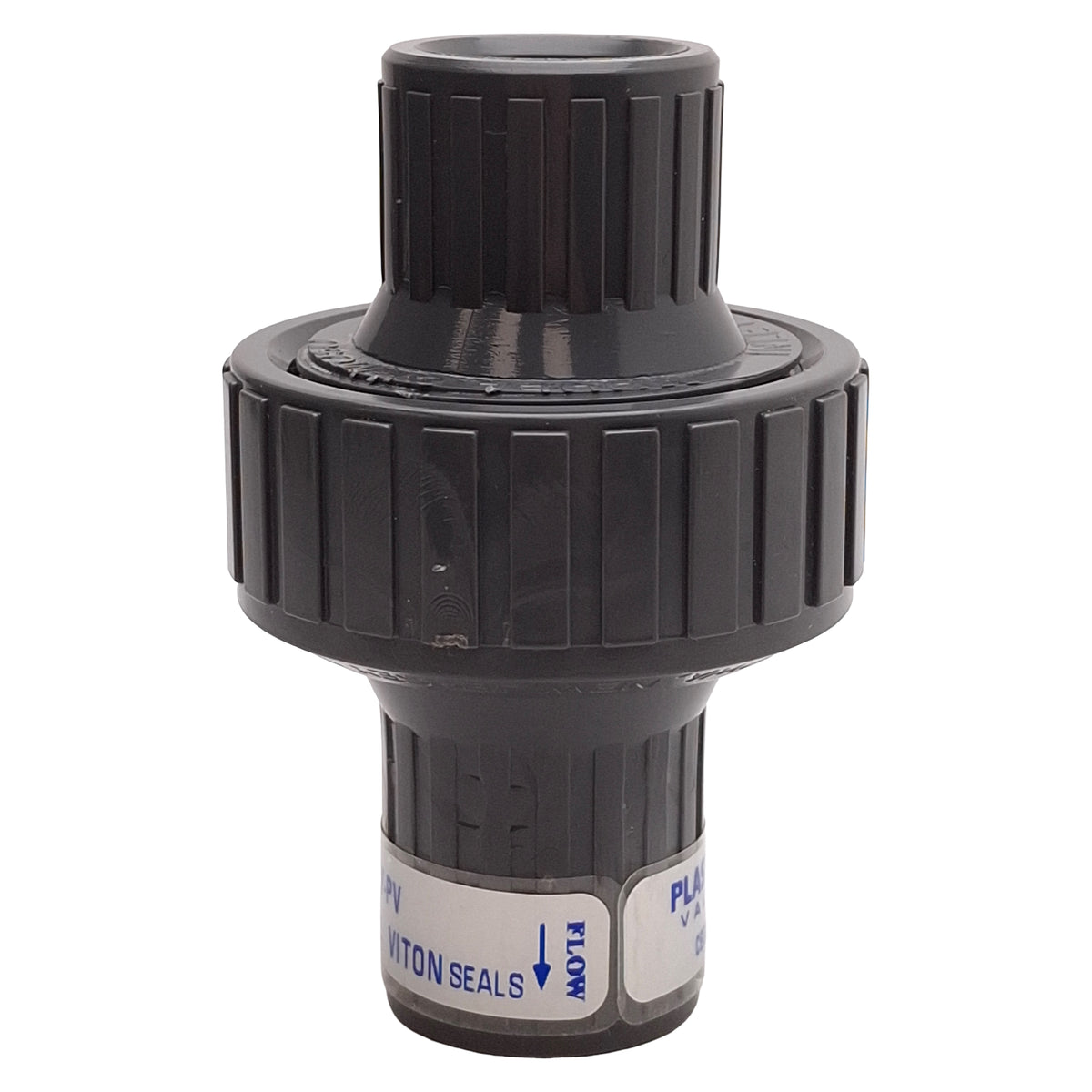 Used Plast-O-Matic CKM050V-PV Check Valve, Normally Closed, PVC, 150psi, 1/2in NPT