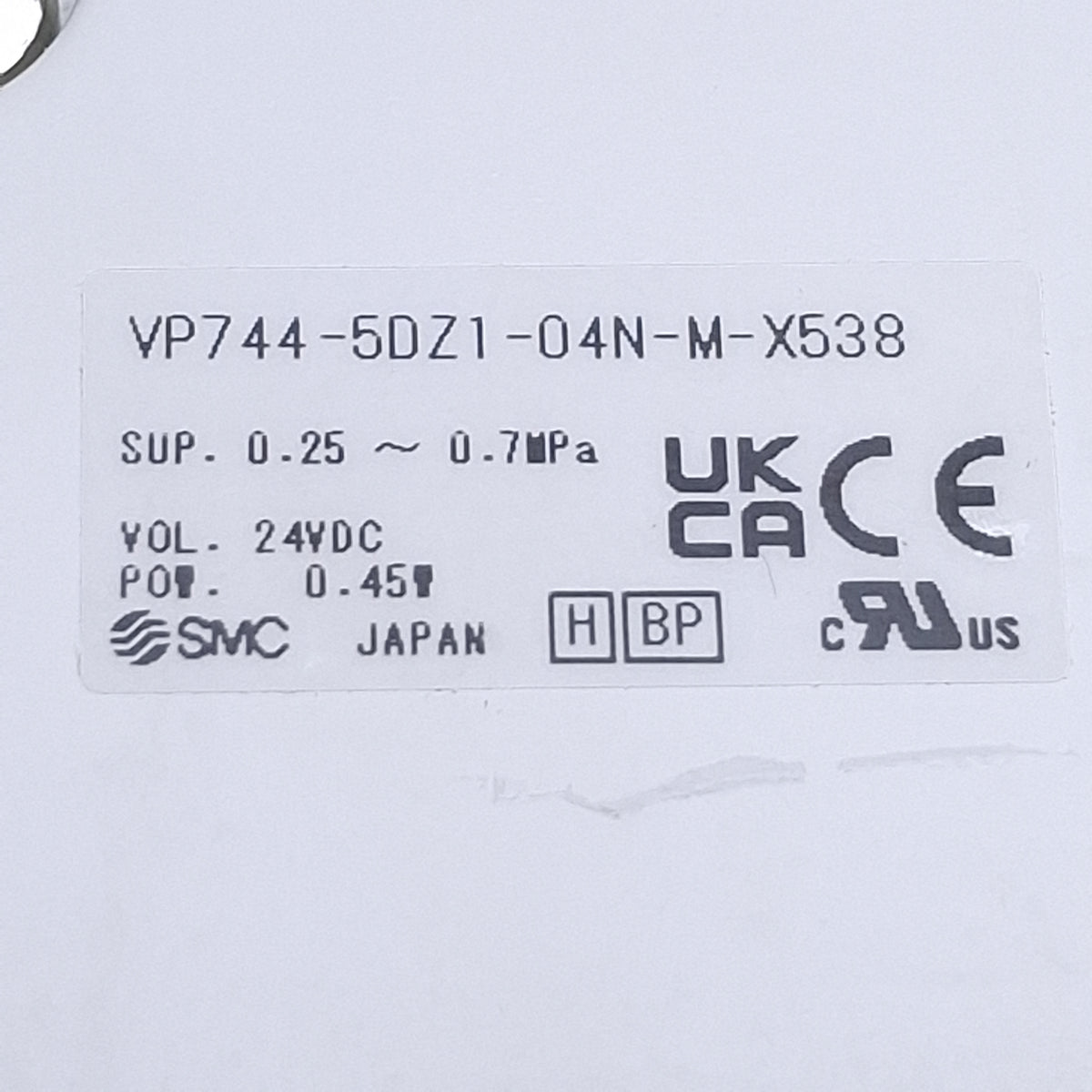 New – Open box SMC VP744-5DZ1-04N-M-X538 Residual Pressure Release Valve 1/2in NPT, 24VDC Coil