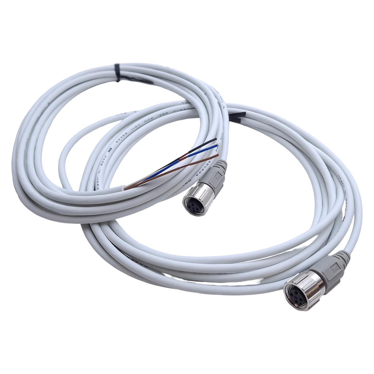 New – Open box Lot of 2 SMC ZS-37-A Lead Wire Connectors, M12 4-Pin, 3m (IFW/PFW Flow Switch)