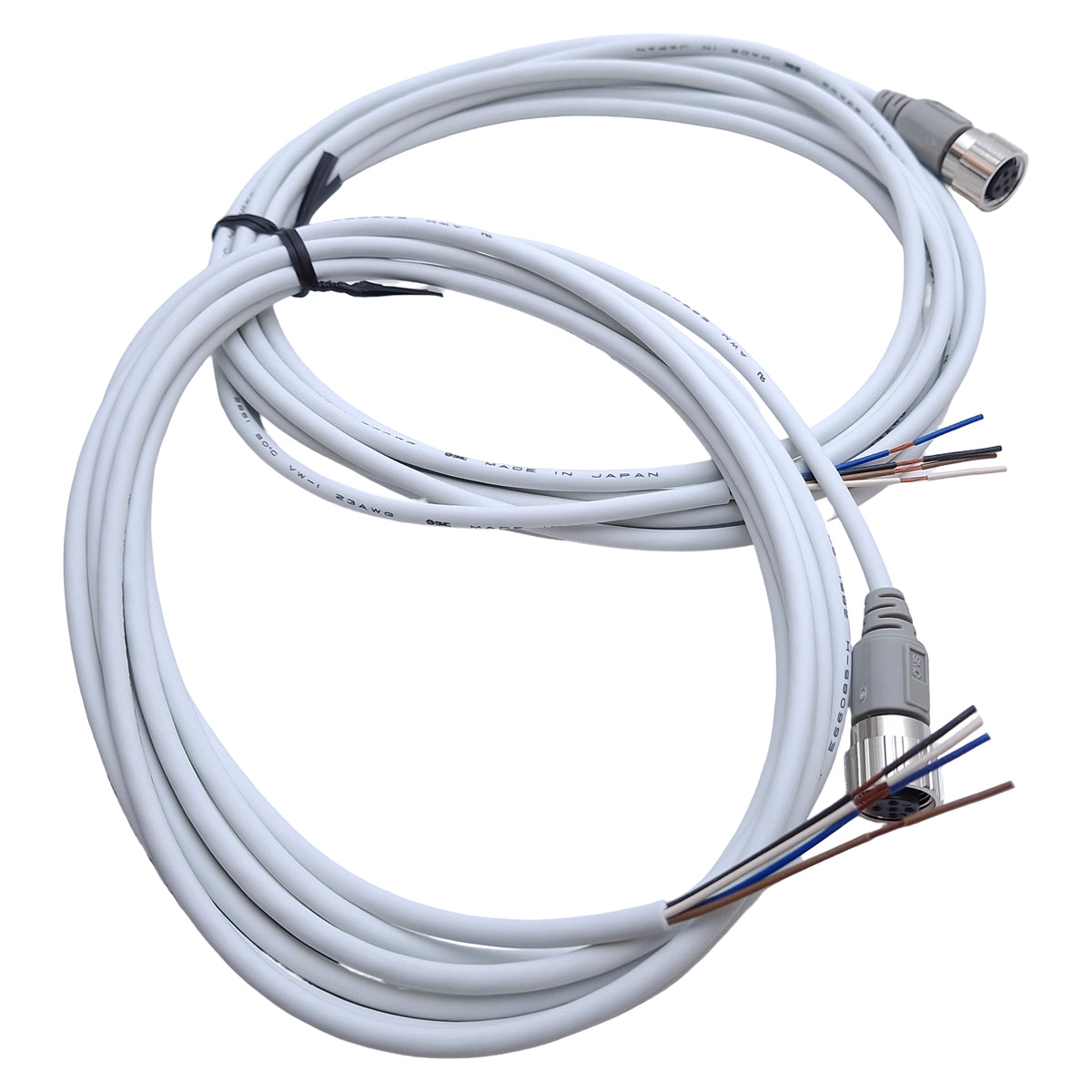 New – Open box Lot of 2 SMC ZS-37-A Lead Wire Connectors, M12 4-Pin, 3m (IFW/PFW Flow Switch)