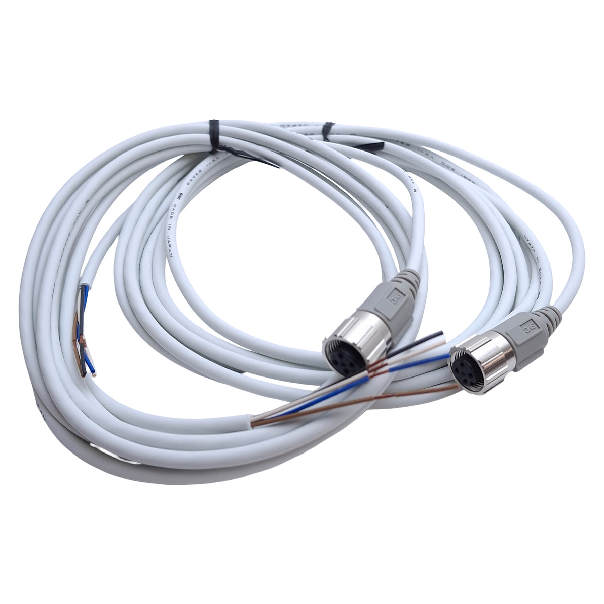 New – Open box Lot of 2 SMC ZS-37-A Lead Wire Connectors, M12 4-Pin, 3m (IFW/PFW Flow Switch)