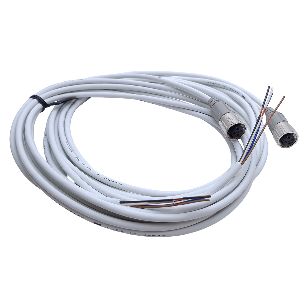 New – Open box Lot of 2 SMC ZS-37-A Lead Wire Connectors, M12 4-Pin, 3m (IFW/PFW Flow Switch)
