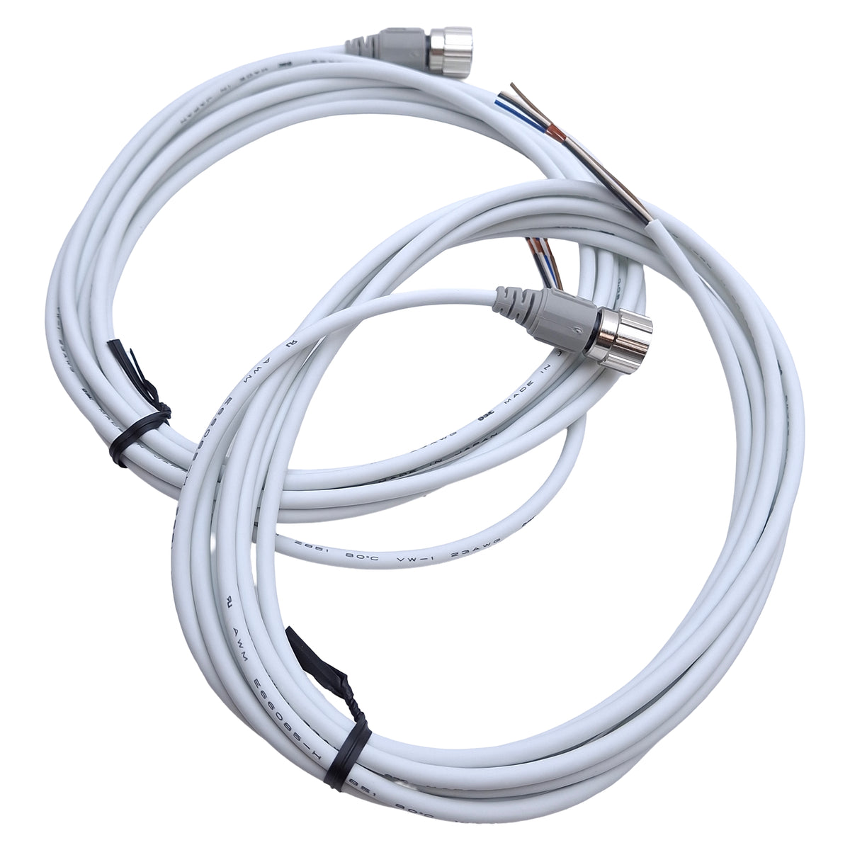 New – Open box Lot of 2 SMC ZS-37-A Lead Wire Connectors, M12 4-Pin, 3m (IFW/PFW Flow Switch)