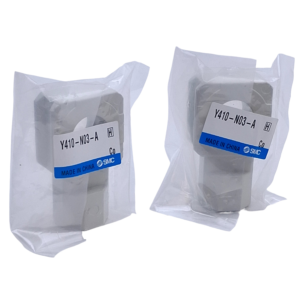 New Lot of 2 SMC Y410-N03-A T-Type Space Attachment Use with AC40 Series, 3/8 NPT