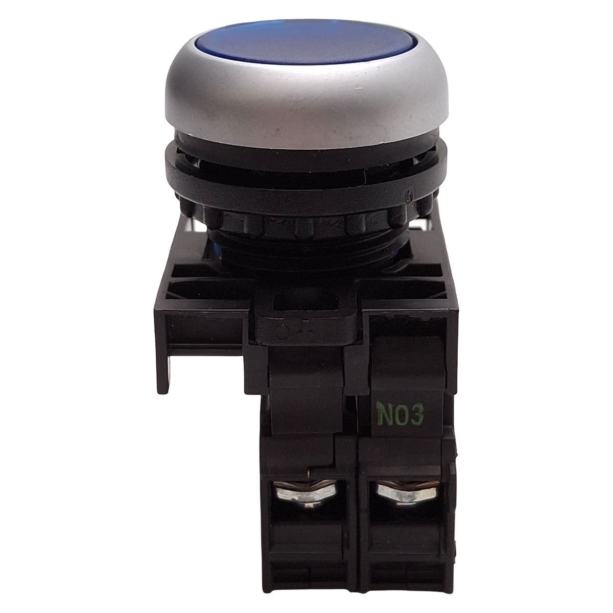 Used Eaton M22-DL-B-K10-W Blue Illuminated Momentary Pushbutton 1NO 12-30VAC/DC Lamp