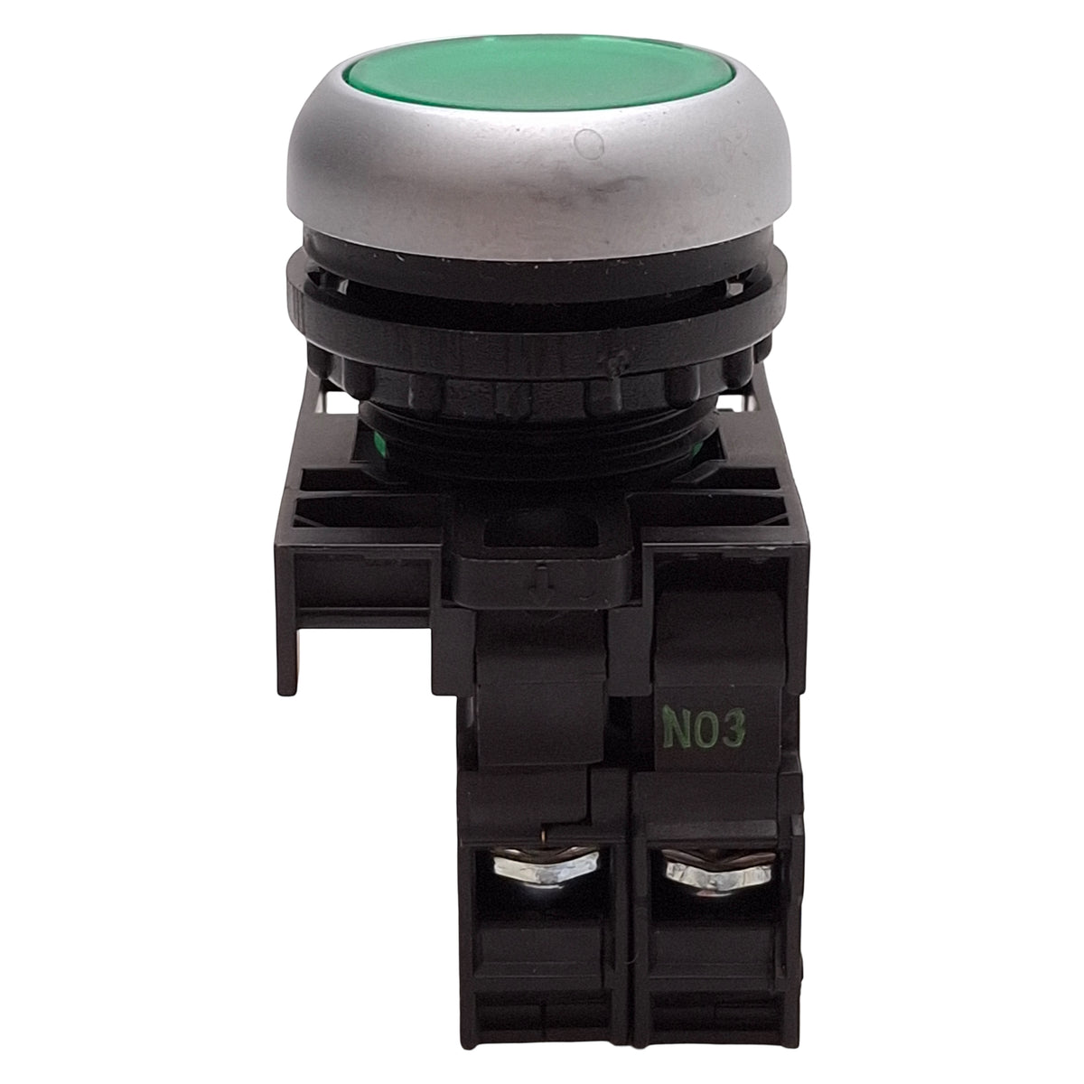 Used Eaton M22-DL-G-K10-W Green Illuminated Momentary Pushbutton 1NO 12-30VAC/DC Lamp
