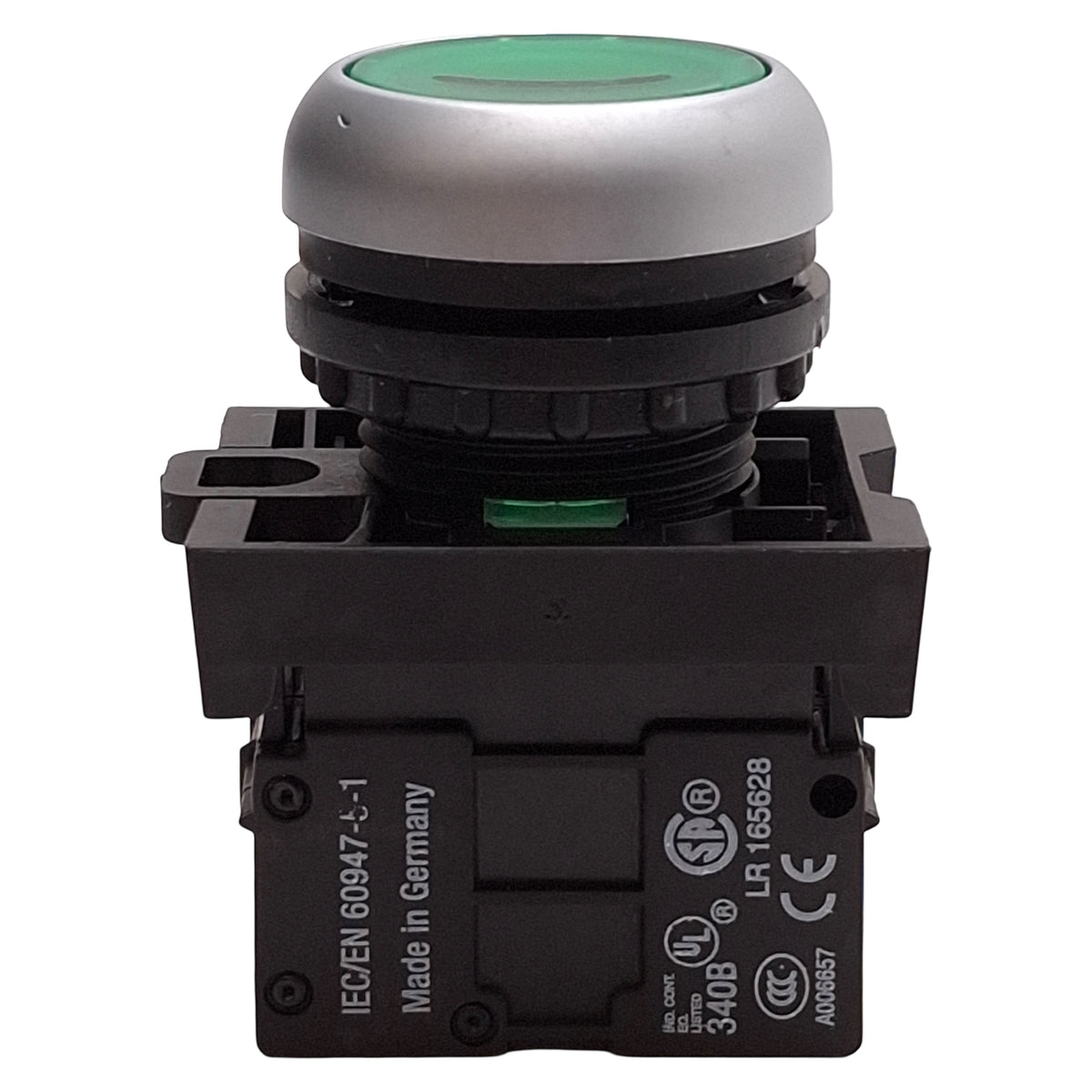 Used Eaton M22-DL-G-X1-K10-G Green Illuminated Momentary Pushbutton 1NO 85-264VAC LED
