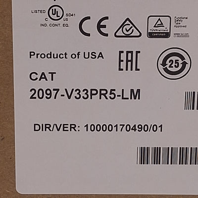 New Allen Bradley 2097-V33PR5-LM Kinetix 350 Servo Drive 3-Phase 0-230VAC 0-400Hz 8A