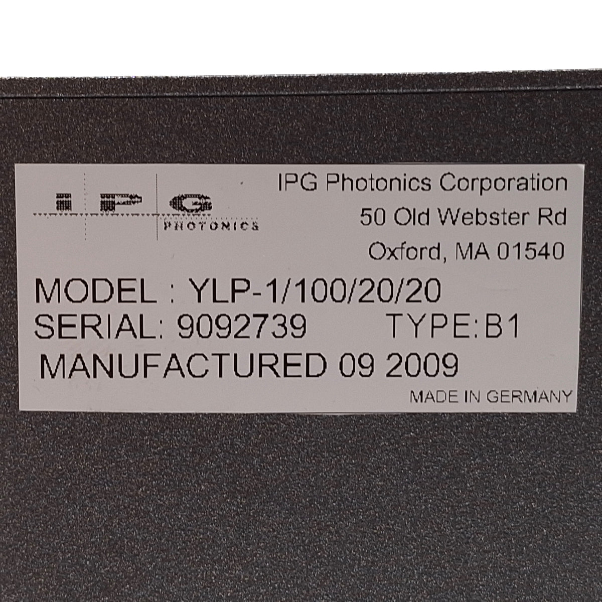 Used IPG Photonics YLP-1/100/20/20 Pulsed Ytterbium Fiber Laser, 20W, 20kHz, 1064nm