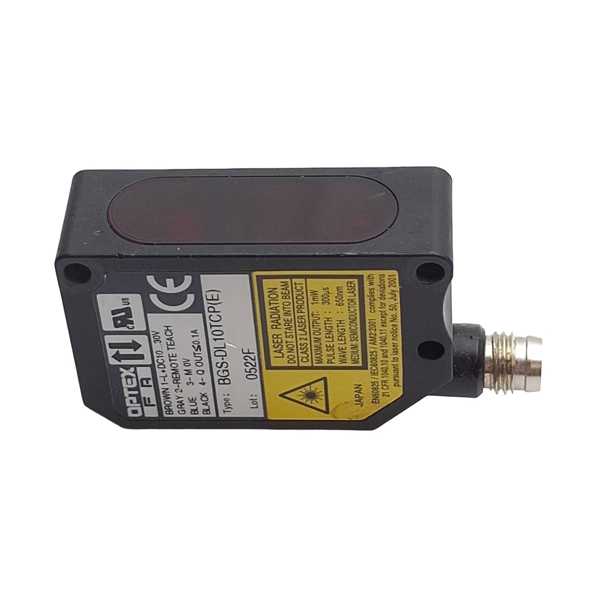 Used Optex BGS-DL10TCP(E) Background Suppression Laser Sensor, 40-100mm, 10-30VDC PNP