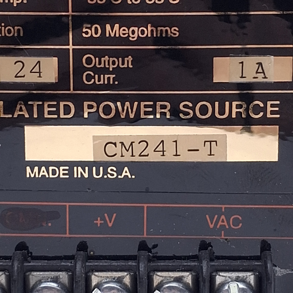 Used AAK CM24.1-T Regulated Power Supply, 105-132VAC Input, 24VDC 1A Output *Cracked*