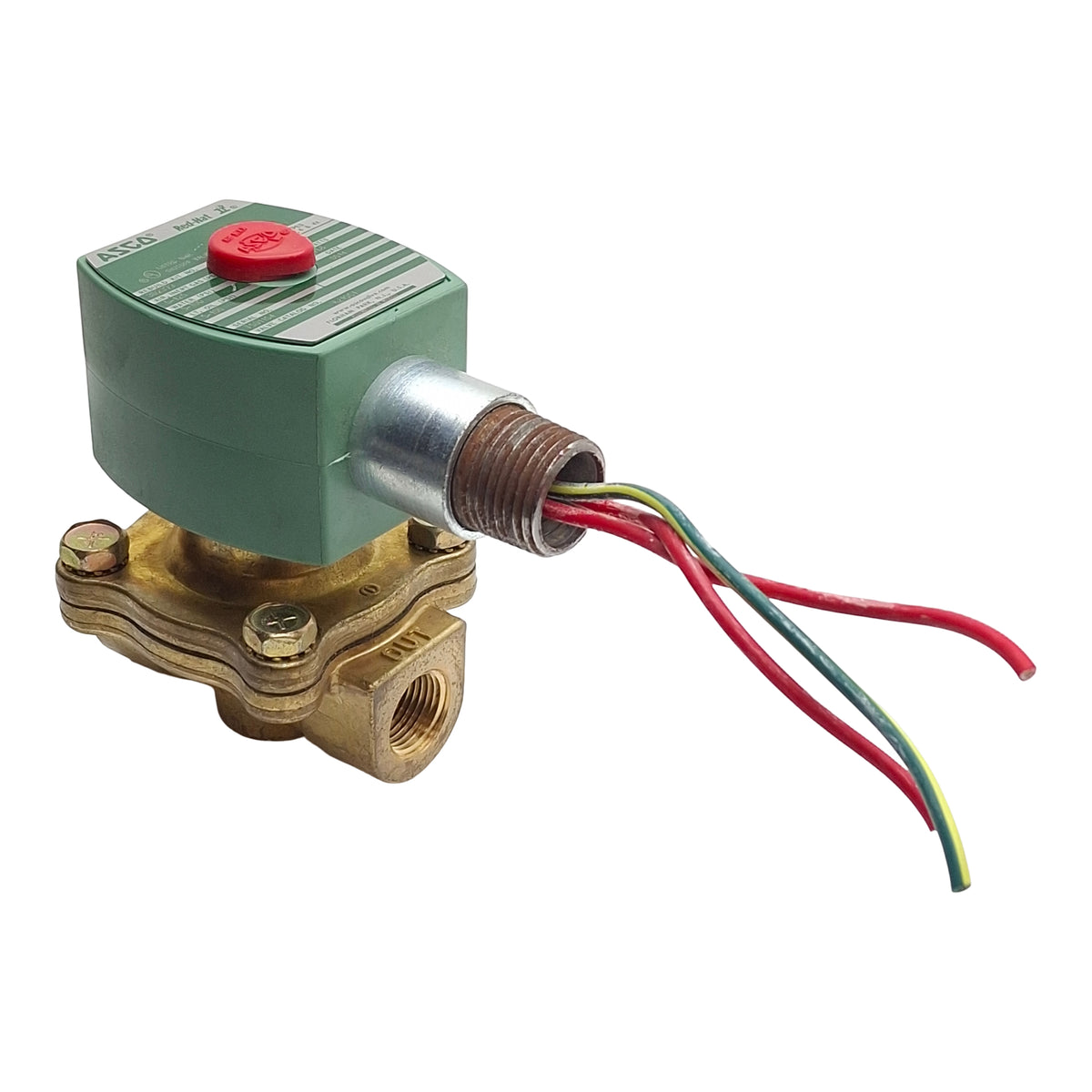 Used Parker 8210G1 Asco Red Had Solenoid Valve, 5-100/125psi, 3/8in NPT, 24VDC Coil