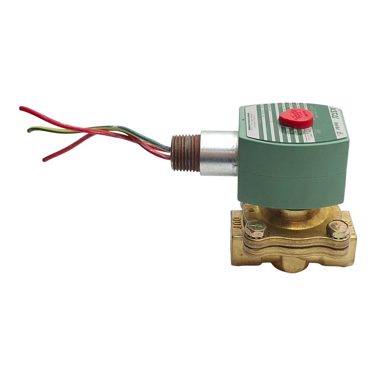 Used Parker 8210G1 Asco Red Had Solenoid Valve, 5-100/125psi, 3/8in NPT, 24VDC Coil
