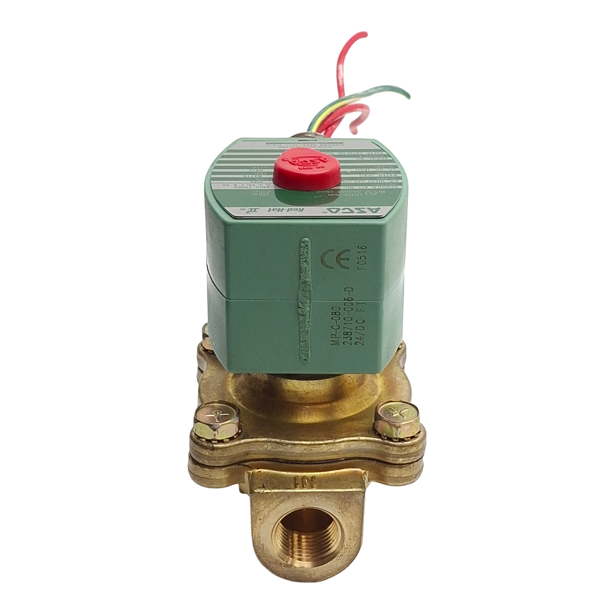 Used Parker 8210G1 Asco Red Had Solenoid Valve, 5-100/125psi, 3/8in NPT, 24VDC Coil
