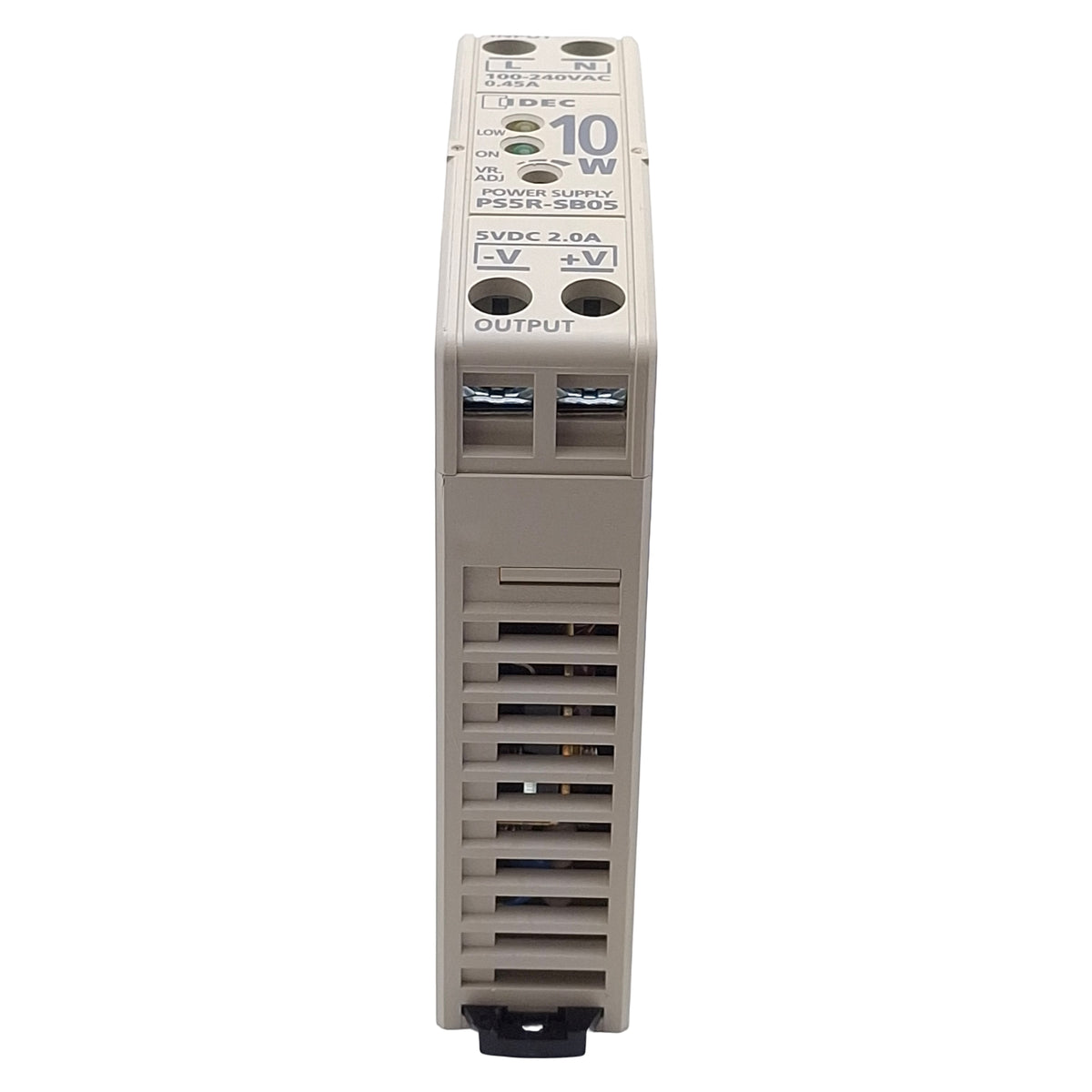 Used Idec PS5R-SB05 Power Supply, 100-240VAC In, 10W 2A 5VDC Out, DIN Rail