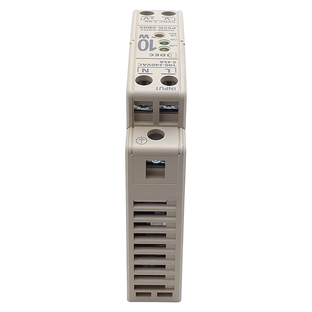 Used Idec PS5R-SB05 Power Supply, 100-240VAC In, 10W 2A 5VDC Out, DIN Rail