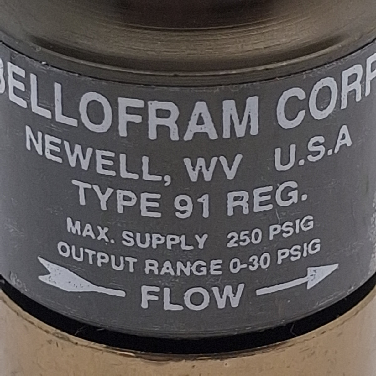 Used Marsh Bellofram 960-237-000 Type 91 Regulator, 250psi Max Supply, 0-30psi Range
