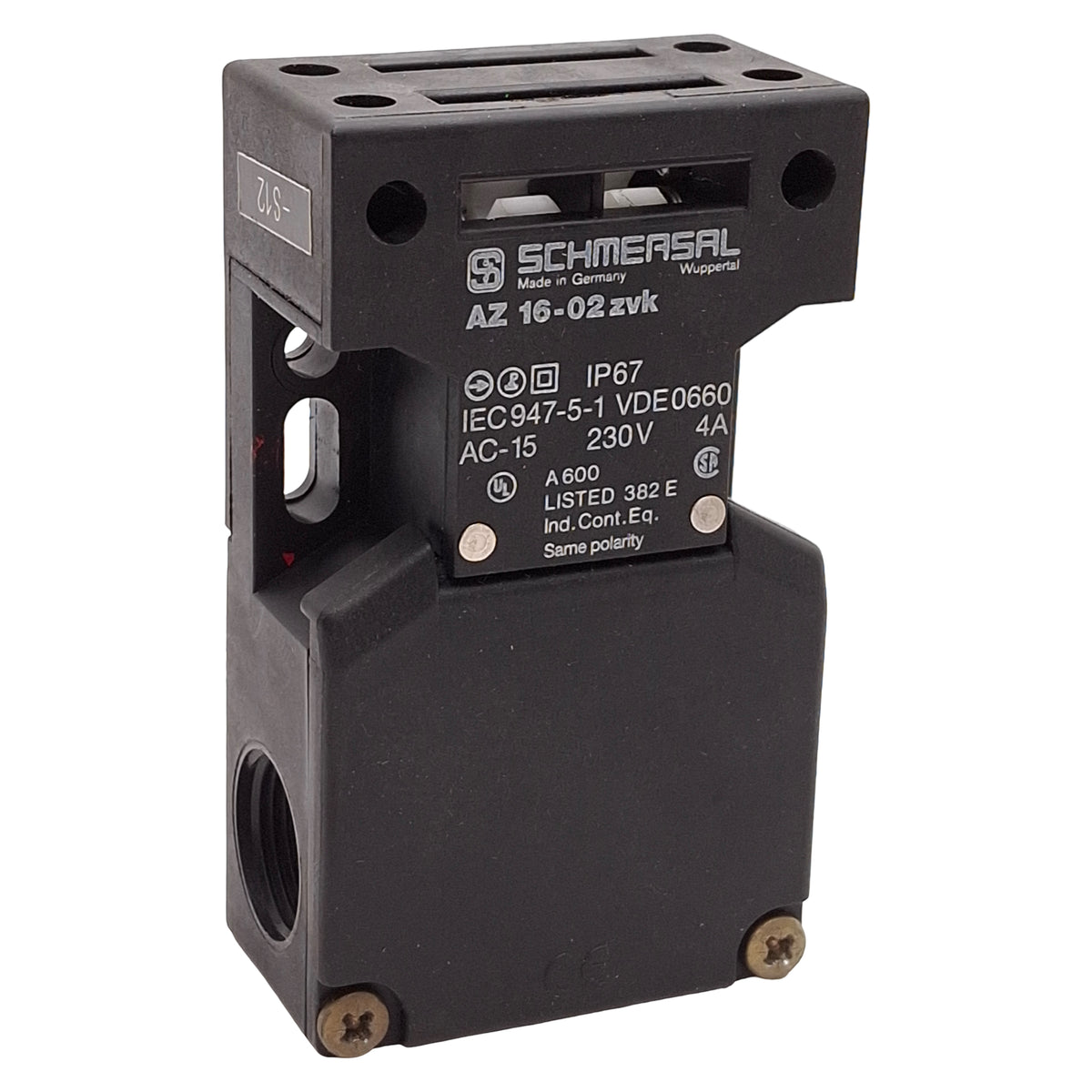 Used Schmersal AZ 16-02ZVK-M16 Safety Interlock Switch, 2NC, 230VAC/24VDC 4A *No Key*