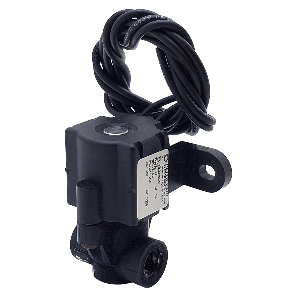 Used Peter Paul 42X00080GM Solenoid Valve, 2-Way NC, 1/8in NPT, 100psi, 24VDC Coil