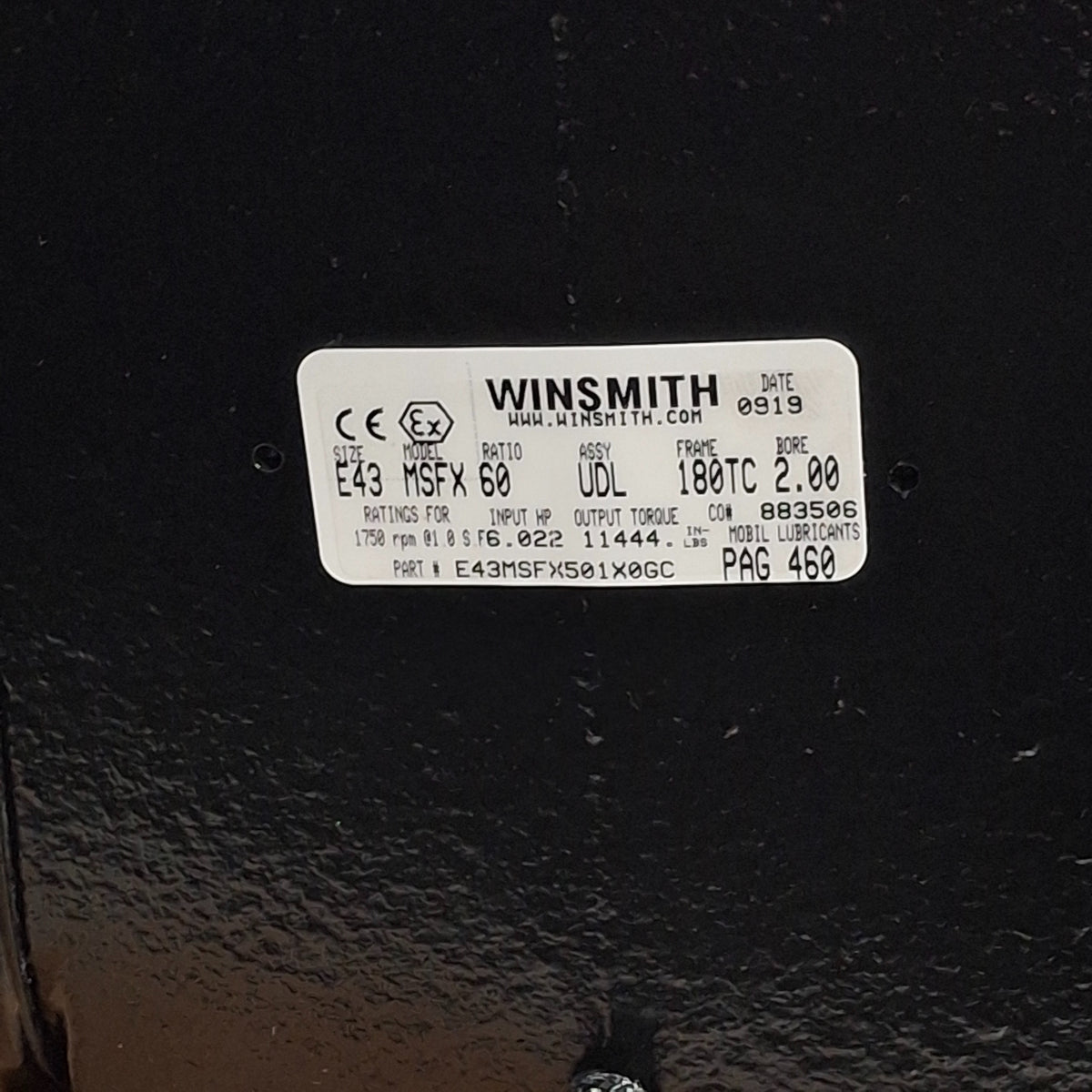 New Winsmith E43MSFX60UDL180TC2.00 SE Encore WinGuard Reducer, 180TC NEMA C, 60:1