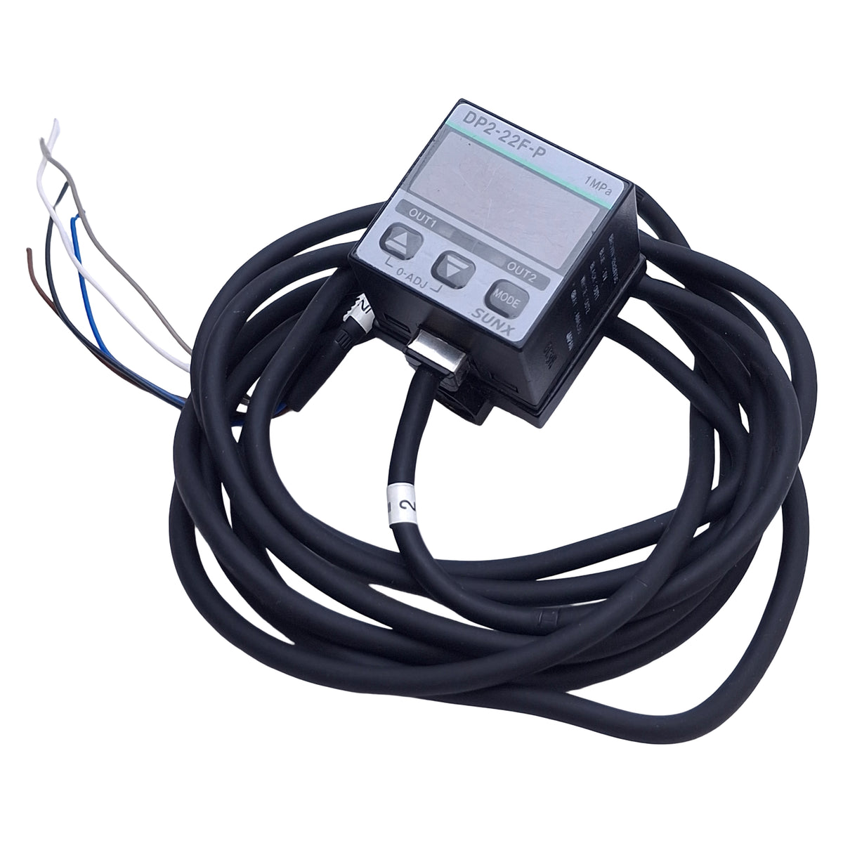 Used SunX DP2-22F-P Digital Pressure Sensor PNP, 0-1MPa Range 12-24VDC, 6ft Length