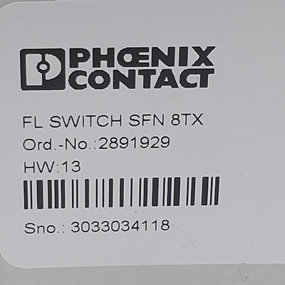 Used Phoenix Contact FL SWITCH SFN 8TX Network Switch, 8x 10/100Mbps Ethernet, 24VDC