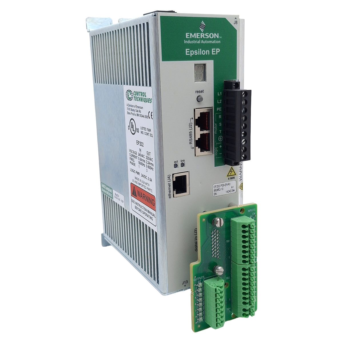 Used Control Techniques EP202-P00-ENR0 Servo Drive, Ø1 240VAC In, Ø3 220VAC 2.2A Out